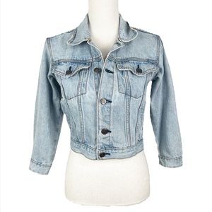 Vintage 90s Hard Rock Cafe Orlando Cropped Denim Jacket Youth 8 Embroidered Kids